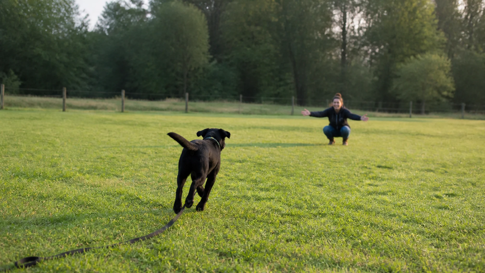Apprendre le rappel à un jeune chien progressivement : méthodes et étapes — scène pratique complémentaire
