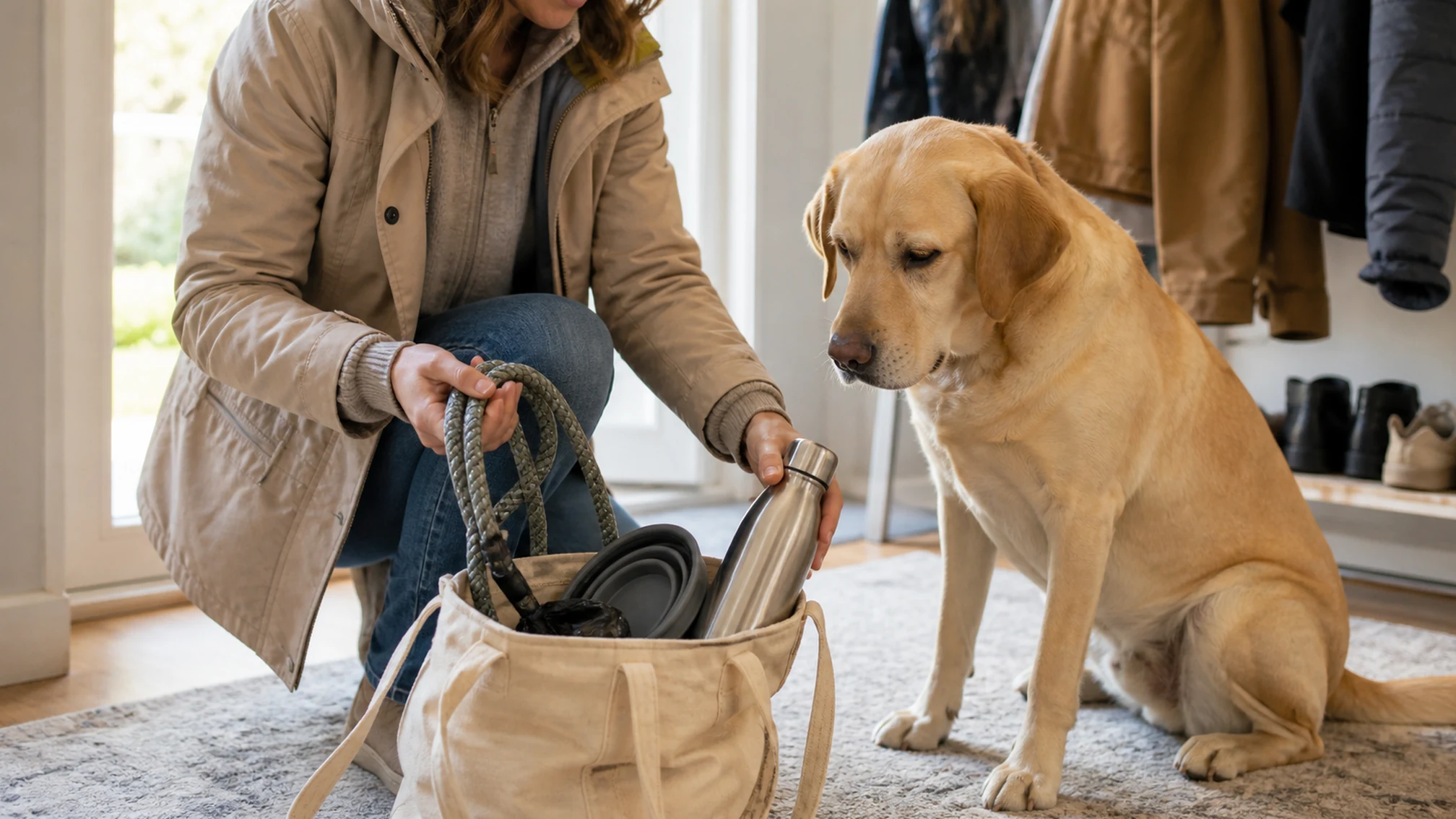 Préparer une trousse de promenade pour son chien : quoi emporter et pourquoi — scène pratique complémentaire